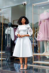 Elegant white midi dress